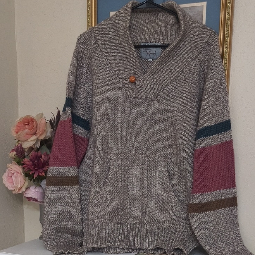 Vintage Depoe Bay Wool blend fisherman shawl neck sweater Coastal Grandma Y2k